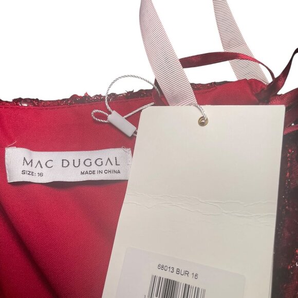Mac Duggal Burgundy Sequin Midi Dress 68013 Size 16 NWT - Picture 7 of 7